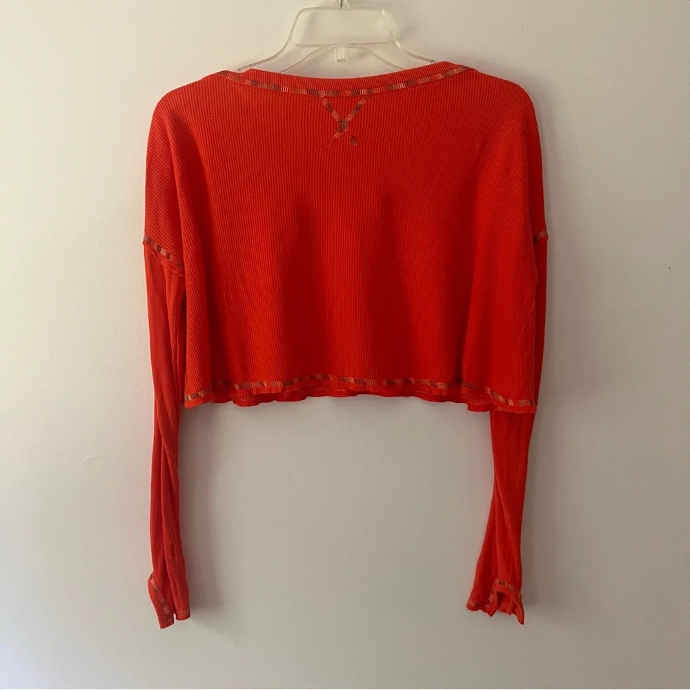 Urban Outfitters Cropped Thermal Long Sleeve Shirt S